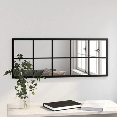 vidaXL Zwart Metaal Wandspiegel 100x40cm - Ruimtebesparende Decoratie vidaXL Zwart Metaal Wandspiegel 100x40cm - Ruimtebesparende Decoratie
