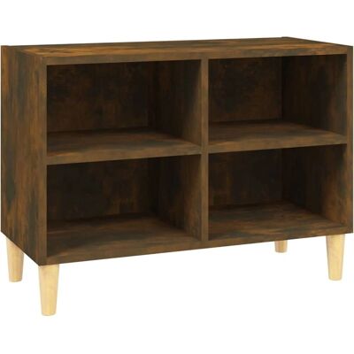 Meuble TV Chêne Fumé vidaXL - 103,5x30x50 cm - Pieds en Bois Massif - Publicité Meuble TV Chêne Fumé vidaXL - 103,5x30x50 cm - Pieds en Bois Massif - Publicité