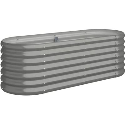 vidaXL Grey Steel Garden Planter 114x40x36cm - Garden Type vidaXL Grey Steel Garden Planter 114x40x36cm - Garden Type