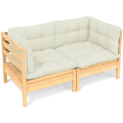 vidaXL sofa ogrodowa - Modułowa drewniana sofa dla 2 z poduszkami vidaXL sofa ogrodowa - Modułowa drewniana sofa dla 2 z poduszkami
