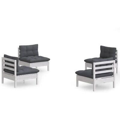 vidaXL 3096029 zestaw mebli ogrodowych - Drewno sosnowe, Biały, 4 miejsca vidaXL 3096029 zestaw mebli ogrodowych - Drewno sosnowe, Biały, 4 miejsca