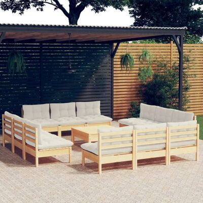 Maisonchic Gartenmöbel-Set 13 Stück Creme Kiefernholz Maisonchic Gartenmöbel-Set 13 Stück Creme Kiefernholz