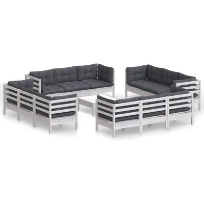 vidaXL Gartenset - Modularer Kiefernholz - Weiß - Gartenlounge vidaXL Gartenset - Modularer Kiefernholz - Weiß - Gartenlounge