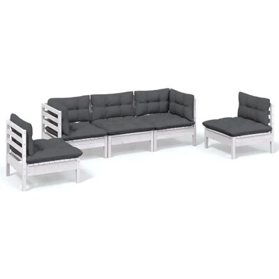 Zestaw mebli ogrodowych VidaXL - Sofa modułowa 5 sztuk Biały Zestaw mebli ogrodowych VidaXL - Sofa modułowa 5 sztuk Biały