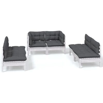 vidaXL Gartenmöbel-Set - 6-tlg. Modulares Lounge-Set Weiß vidaXL Gartenmöbel-Set - 6-tlg. Modulares Lounge-Set Weiß