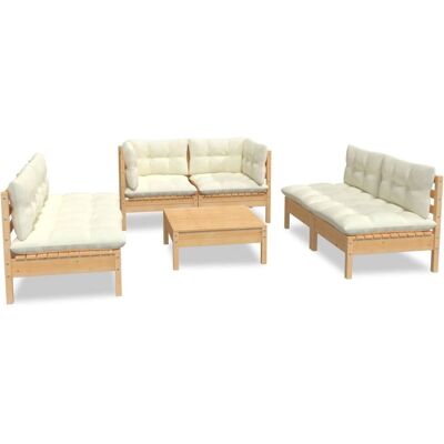 vidaXL 7-tlg. Garten-Lounge-Set mit Kissen - braun vidaXL 7-tlg. Garten-Lounge-Set mit Kissen - braun