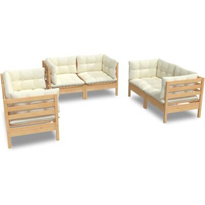 VidaXL 3096244 Gartenset - Kiefernholz, Creme, 6 Teile VidaXL 3096244 Gartenset - Kiefernholz, Creme, 6 Teile