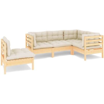 vidaXL Gartenmöbel-Set - Creme Kiefer - Lounge im Garten vidaXL Gartenmöbel-Set - Creme Kiefer - Lounge im Garten