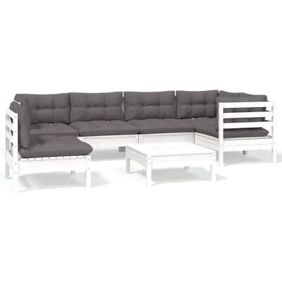 vidaXL Gartenmöbel-Set - Massiv Kiefer, Modular, Weiß vidaXL Gartenmöbel-Set - Massiv Kiefer, Modular, Weiß