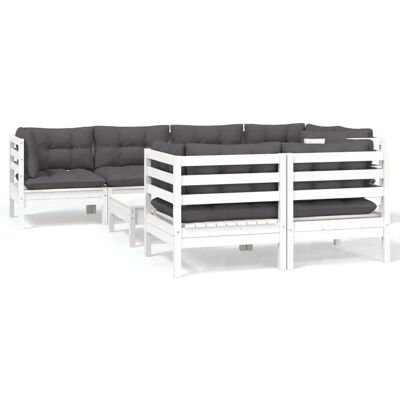 vidaXL Gartenmöbelset aus massiver Kiefer - Modularer Lounge-Set - Weiß vidaXL Gartenmöbelset aus massiver Kiefer - Modularer Lounge-Set - Weiß