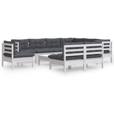 vidaXL Gartenmöbel-Set - 10-tlg. Weiß vidaXL Gartenmöbel-Set - 10-tlg. Weiß