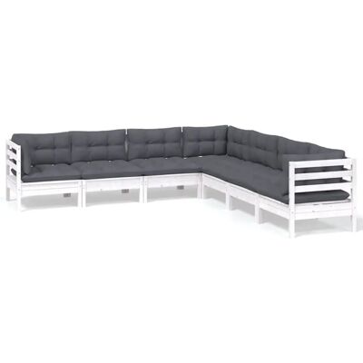 vidaXL Gartenmöbel-Set - Modularer Gartenlounge - Weiß vidaXL Gartenmöbel-Set - Modularer Gartenlounge - Weiß