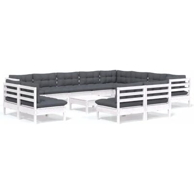 vidaXL Gartenmöbel-Set - Weiß, 13 Teile vidaXL Gartenmöbel-Set - Weiß, 13 Teile