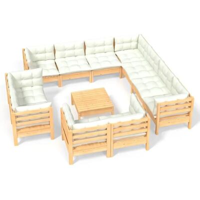 vidaXL Gartenmöbelset - Modularer Kiefern Holz - Creme - Gartensitzgruppe vidaXL Gartenmöbelset - Modularer Kiefern Holz - Creme - Gartensitzgruppe