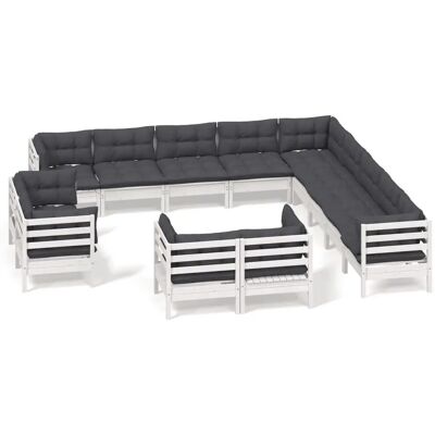 VidaXL Buitenmeubelset - Modulaire Witte Dennen Tuin Lounge VidaXL Buitenmeubelset - Modulaire Witte Dennen Tuin Lounge