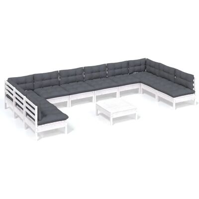vidaXL Gartenmöbel-Set - Robust Kiefernholz, 11-teilig, Weiß vidaXL Gartenmöbel-Set - Robust Kiefernholz, 11-teilig, Weiß