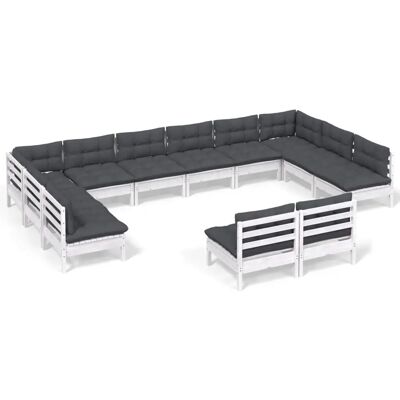 vidaXL Gartenmöbel-Set - Modulares Weißes Kiefern-Set 12 Teile vidaXL Gartenmöbel-Set - Modulares Weißes Kiefern-Set 12 Teile