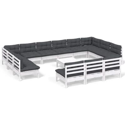 vidaXL Gartenmöbelset - Modulares 14-tlg. in Weiß vidaXL Gartenmöbelset - Modulares 14-tlg. in Weiß