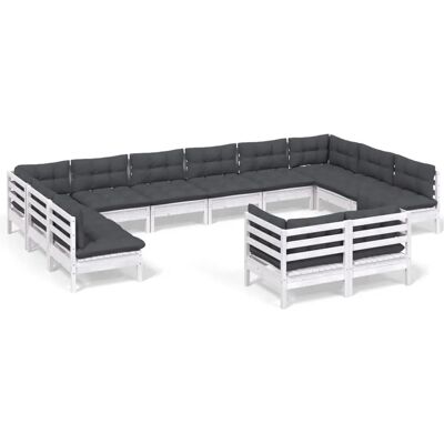 vidaXL 12-tlg. Garten-Lounge-Set - Weiß - 12 Teile vidaXL 12-tlg. Garten-Lounge-Set - Weiß - 12 Teile