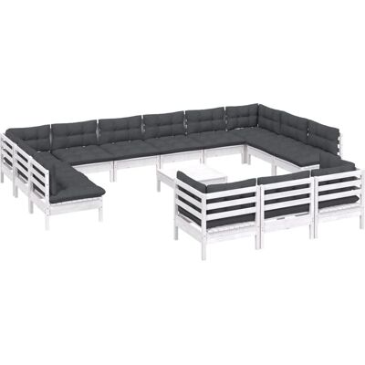 vidaXL Gartenset 14 Teile Weißes Kiefernholz vidaXL Gartenset 14 Teile Weißes Kiefernholz