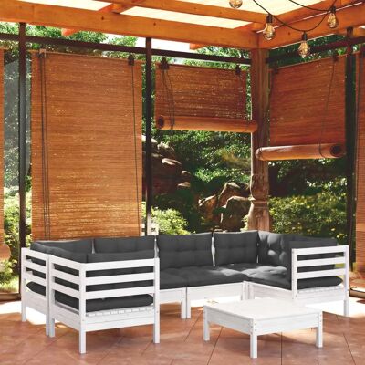 vidaXL 7-tlg. Gartenmöbelset Weiß - Gartenmöbel vidaXL 7-tlg. Gartenmöbelset Weiß - Gartenmöbel