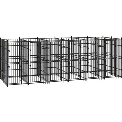 vidaXL Stalen Buiten hondenkennel - 11,06 m² - Zwart dierenkooi vidaXL Stalen Buiten hondenkennel - 11,06 m² - Zwart dierenkooi