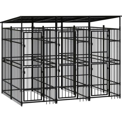 vidaXL Zewnętrzna klatka dla psa z metalowym dachem 5,53 m² - Buda dla psa vidaXL Zewnętrzna klatka dla psa z metalowym dachem 5,53 m² - Buda dla psa