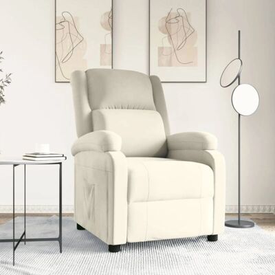 Vidaxl Samt-Recliner - Crema - Verstellbar & Manuell - Sessel Vidaxl Samt-Recliner - Crema - Verstellbar & Manuell - Sessel