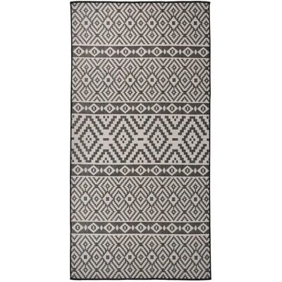 vidaXL Alfombra de exterior de tejido plano 100x200 cm Rayas negras - Alfombra exterior vidaXL Alfombra de exterior de tejido plano 100x200 cm Rayas negras - Alfombra exterior