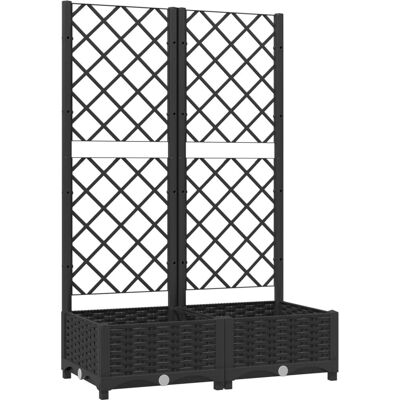 vidaXL Pflanzgefäß mit Rankgitter Schwarz 80x40x121.5 cm - Gartenpflanzer vidaXL Pflanzgefäß mit Rankgitter Schwarz 80x40x121.5 cm - Gartenpflanzer