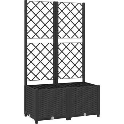 vidaXL Doniczka ogrodowa z trejażem czarna 80x40x136 cm - Ogród vidaXL Doniczka ogrodowa z trejażem czarna 80x40x136 cm - Ogród