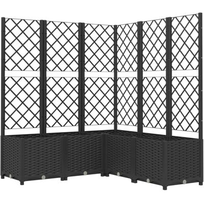 Jardinière avec treillis vidaXL - PP noir 120x120x136 cm - Pot de jardin - Publicité Jardinière avec treillis vidaXL - PP noir 120x120x136 cm - Pot de jardin - Publicité