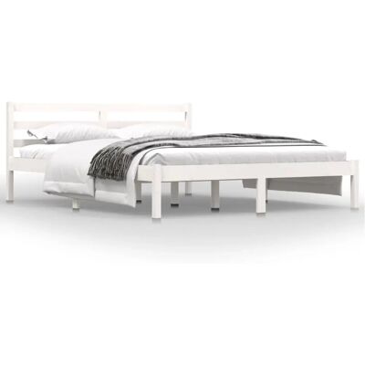 vidaXL Bettgestell Weiß 150x200cm - Holz Kingsize Bett vidaXL Bettgestell Weiß 150x200cm - Holz Kingsize Bett
