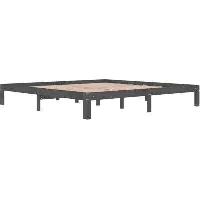 vidaXL 200x200 cm Graues Massives Kiefernholz Bettgestell - Bett Typ vidaXL 200x200 cm Graues Massives Kiefernholz Bettgestell - Bett Typ