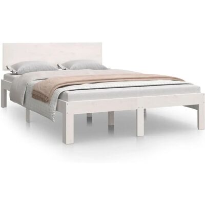 vidaXL 810466 Bettgestell - Kleine Doppelbett - Weiß - Holz vidaXL 810466 Bettgestell - Kleine Doppelbett - Weiß - Holz