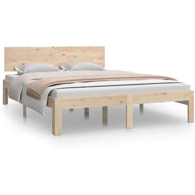 vidaXL Tweepersoons Bedframe - Massief Hout, Bruin, 135x190cm vidaXL Tweepersoons Bedframe - Massief Hout, Bruin, 135x190cm