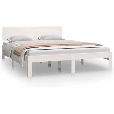 vidaXL 810496 Wit Bedframe - 140x200cm - Modern houten ontwerp vidaXL 810496 Wit Bedframe - 140x200cm - Modern houten ontwerp