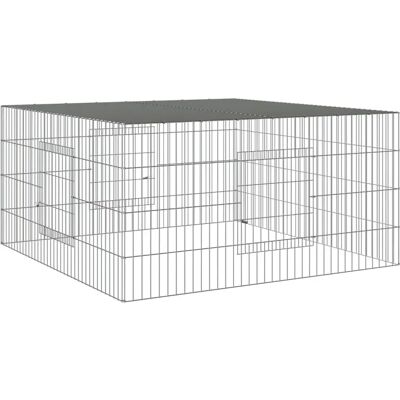 vidaXL Hasenstall 110x110x55 cm Verzinkter Stahl Silber - Kaninchenkäfig vidaXL Hasenstall 110x110x55 cm Verzinkter Stahl Silber - Kaninchenkäfig