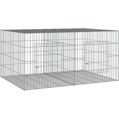 vidaXL Kaninchenstall 110x79x54 cm Verzinktes Eisen Silber vidaXL Kaninchenstall 110x79x54 cm Verzinktes Eisen Silber