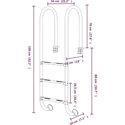 vidaXL Échelle de piscine en acier inoxydable - 158 cm - Escalier pour piscine enterrée - Publicité vidaXL Échelle de piscine en acier inoxydable - 158 cm - Escalier pour piscine enterrée - Publicité