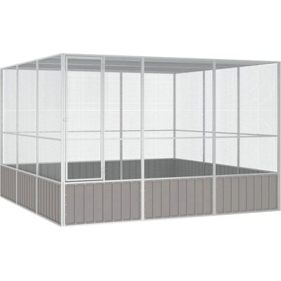 vidaXL Klatka dla ptaków Szara 302,5x324,5x211,5 cm Stal ocynkowana vidaXL Klatka dla ptaków Szara 302,5x324,5x211,5 cm Stal ocynkowana