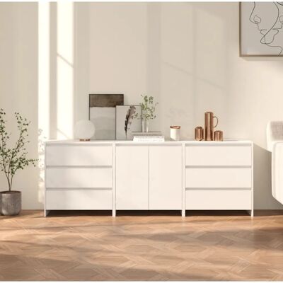 vidaXL Witte 3-delig Dressoir - Moderne Opbergmeubels vidaXL Witte 3-delig Dressoir - Moderne Opbergmeubels