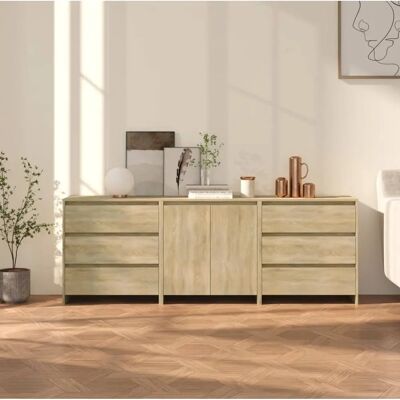 vidaXL Sonoma Eichen 3-tlg. Sideboard - Sideboard, Stauraum, Beige vidaXL Sonoma Eichen 3-tlg. Sideboard - Sideboard, Stauraum, Beige