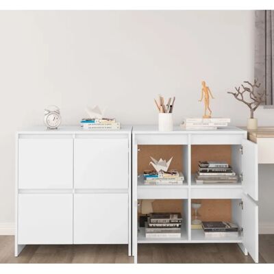 vidaXL Wit 2-delige Kastenset - 70x41x75 cm, Hout vidaXL Wit 2-delige Kastenset - 70x41x75 cm, Hout