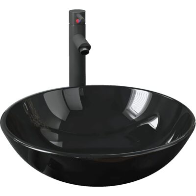 MAISONCHIC - Temperiertes Glass Waschbecken - 42x14cm, Schwarz MAISONCHIC - Temperiertes Glass Waschbecken - 42x14cm, Schwarz