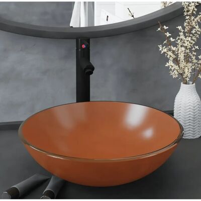 vidaXL Badezimmerwaschbecken mit Hahn und Push-Drain - Glaswaschbecken vidaXL Badezimmerwaschbecken mit Hahn und Push-Drain - Glaswaschbecken