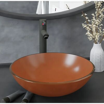 MAISONCHIC Modell - Runder Waschtisch aus gehärtetem Glas - Braun MAISONCHIC Modell - Runder Waschtisch aus gehärtetem Glas - Braun