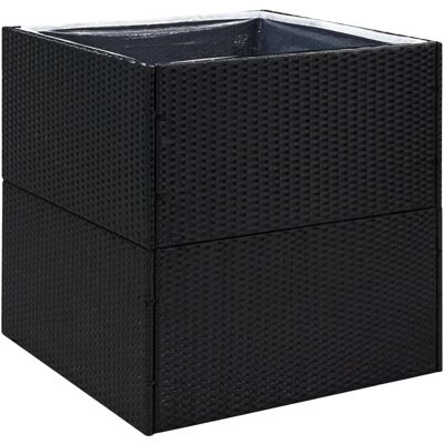 vidaXL Schwarzer Gartentopf 80x80x80 cm Poly Rattan - Gartenpflanzer vidaXL Schwarzer Gartentopf 80x80x80 cm Poly Rattan - Gartenpflanzer