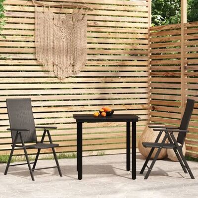 vidaXL Gartentisch-Set - Stahl Glas Stühle 3 Stück Schwarz vidaXL Gartentisch-Set - Stahl Glas Stühle 3 Stück Schwarz