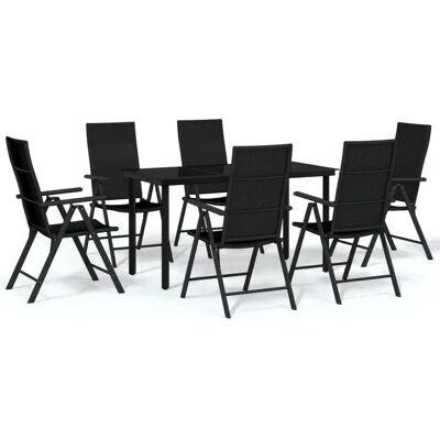 Maisonchic Modell - Gartentisch-Set - 7 Teile, Schwarz Maisonchic Modell - Gartentisch-Set - 7 Teile, Schwarz